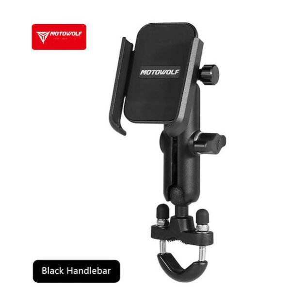 Μεταλλική βάση κινητού 360° τιμονιού μηχανής για smartphones 4.5″ έως 6.9″ W17318 Μαύρo