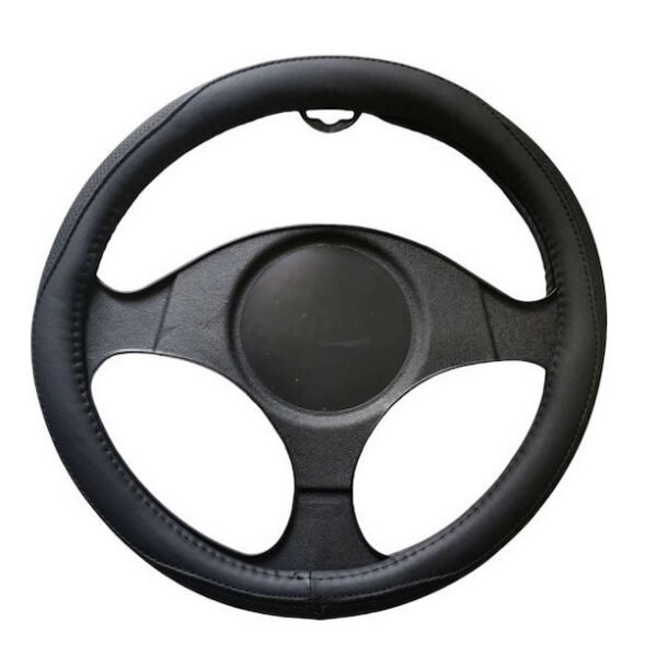 Κάλυμμα Τιμονιού Αυτοκινήτου με Διάμετρο 38εκ. από Δερματίνη Μαύρο KLN-012855
