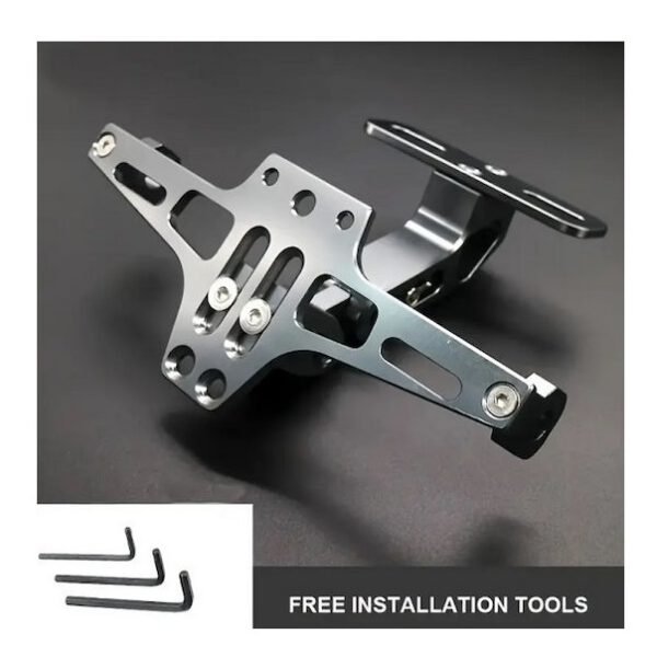 Μεταλλική ρυθμιζόμενη βάση πινακίδας μοτοσικλέτας HW-0146S Ασημί KLN-331460