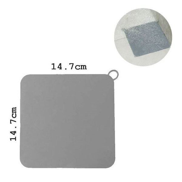 Τετράγωνη Εύκαμπτη Τάπα Σιλικόνης Νεροχύτη - Ντουζιέρας 14.7x14.7cm σε Γκρι Χρώμα SDS-19069 - OEM