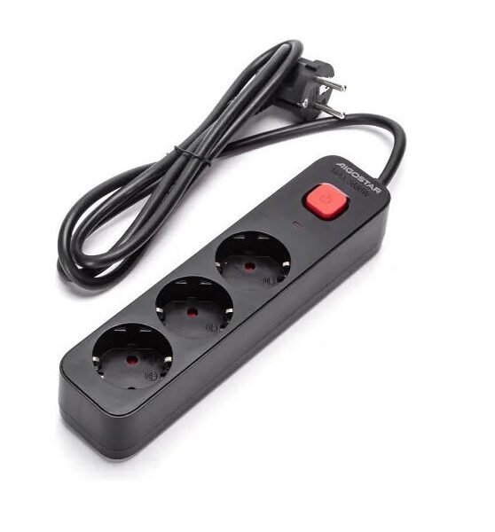 Aigostar Πολύπριζο 3 Θέσεων με Διακόπτη και Καλώδιο 1,5m 3*1,5mm Μαύρο 27692
