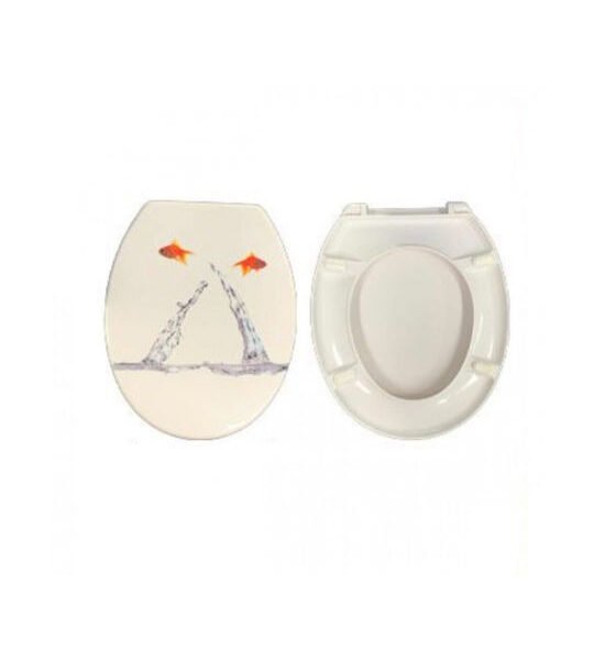 SDS-16664 Καπάκι Λεκάνης Πλαστικό 42.5x35cm Λευκό με Ψαράκια