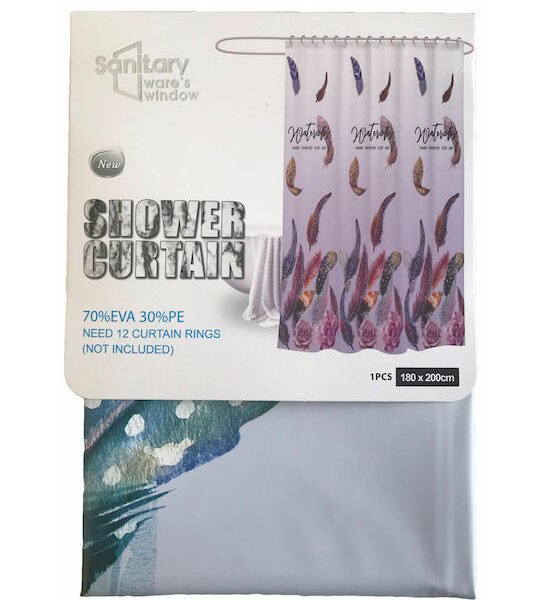 Κουρτίνα Μπάνιου Υφασμάτινη 180x200cm Μωβ SDS-7794-W