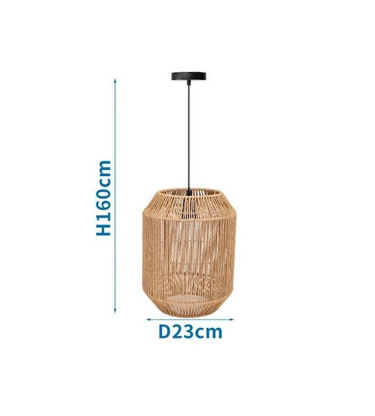 Aigostar 28927 Κρεμαστό Φωτιστικό Μονόφωτο με Σχοινί και για 1 Λαμπτήρα E27 Μπεζ - Aigostar