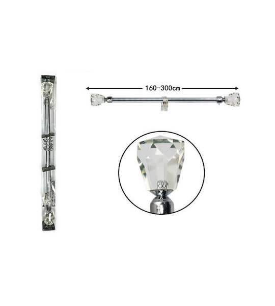 Πτυσσόμενο Μεταλλικό Κουρτινόξυλο 160cm - 300cm Μονό με Κρύσταλλα SDS-17348 - OEM