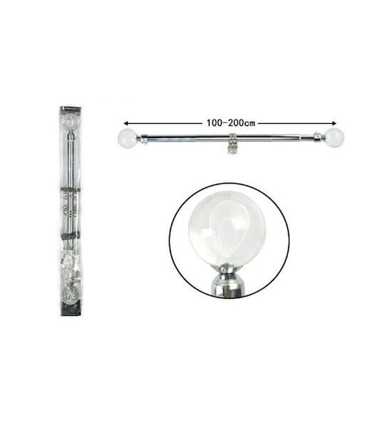 Πτυσσόμενο Μεταλλικό Κουρτινόξυλο 100cm - 200cm Μονό με Στρογγυλές Άκρες SDS-17347 - OEM