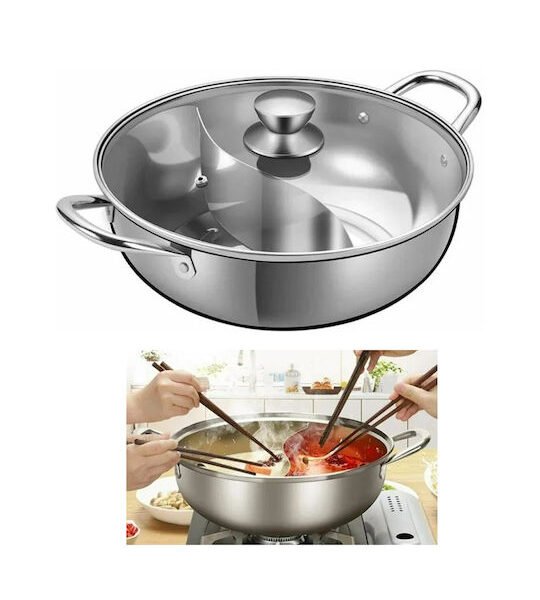 Ανοξείδωτο Επαγωγικό Τηγάνι με εσωτερικό διαχωριστικό 32cm Hoomei HM-5303 - Hoomei