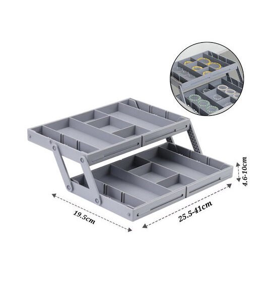 Πτυσσόμενη Βάση Οργάνωσης Δύο Επιπέδων με Διαχωριστικά σε Γκρι Χρώμα