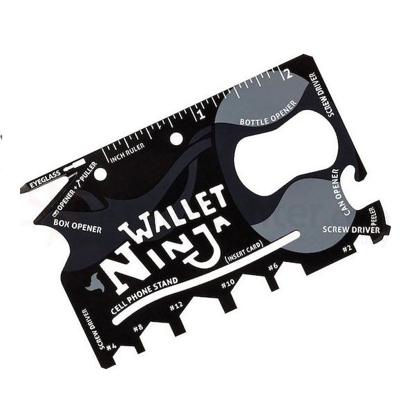 Wallet Ninja Πορτοφολιού 18 σε 1 Κάρτα Πολυεργαλείο Μαύρη Συνολικού Μήκους 8.5εκ. με Λάμα από Ατσάλι σε Θήκη 21682