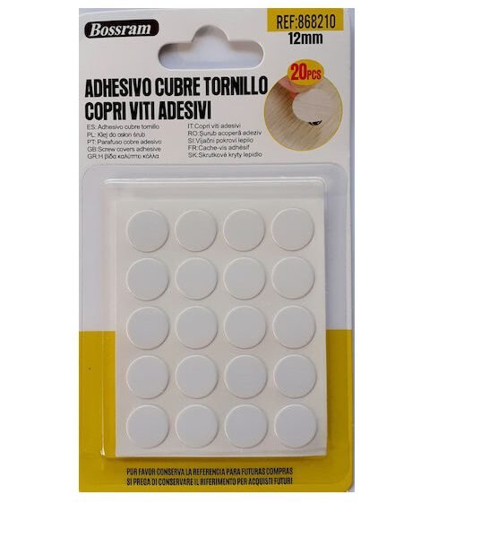 ΑΥΤΟΚΟΛΛΗΤΗ ΤΑΠΑ ΓΙΑ ΒΙΔΕΣ 12mm ΣΕΤ 20ΤΕΜ ΧΡΩΜΑ ΛΕΥΚΟ Bossram 868210