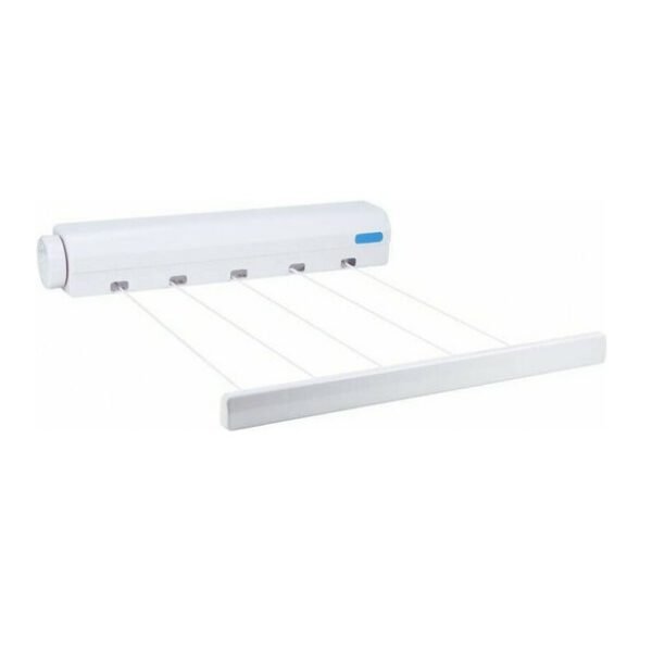 Πτυσσόμενη Απλώστρα Ρούχων για τον Τοίχο ή το Μπάνιο Αυτόματης Επιστροφής Βιδωτή Πλαστική με 4 σχοινιά και μήκος 3.75m 27644-white-LY27644