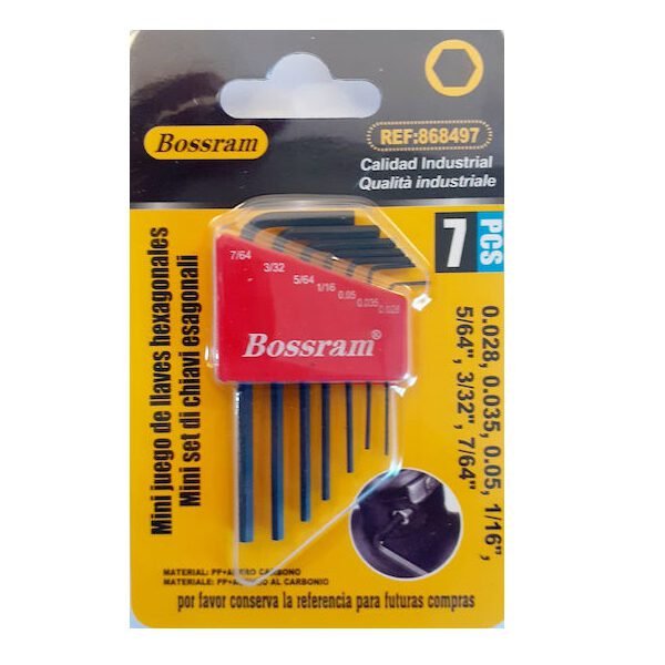 Bossram 868497 Σετ Κλειδιά αλλεν μινι 7τμχ ιντζας 0,028\'\' - 7/64\'\' - Bossram
