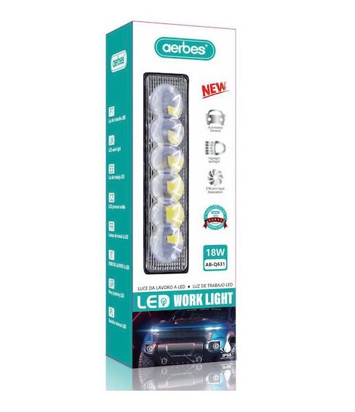 Aerbes AB-Q631 Προβολέας Αυτοκινήτου σε Σχήμα Μπάρας LED 18W με Λευκό Φωτισμό 1τμχ