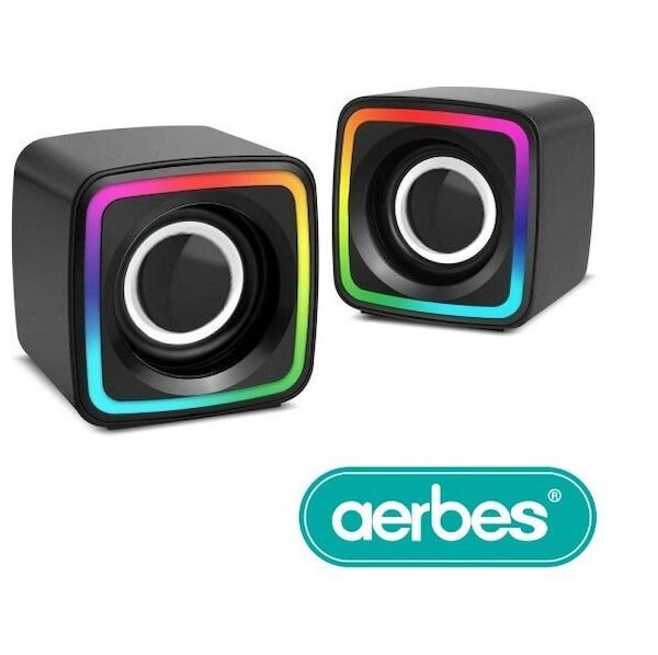 AB-D385 Ηχεία Υπολογιστή 2.0 με RGB Φωτισμό και Ισχύ 6W σε Μαύρο Χρώμα