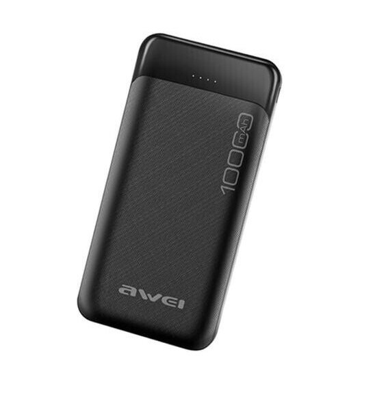 Awei P37K Power Bank 10000mAh με 2 Θύρες USB-A και Θύρα USB-C Μαύρο