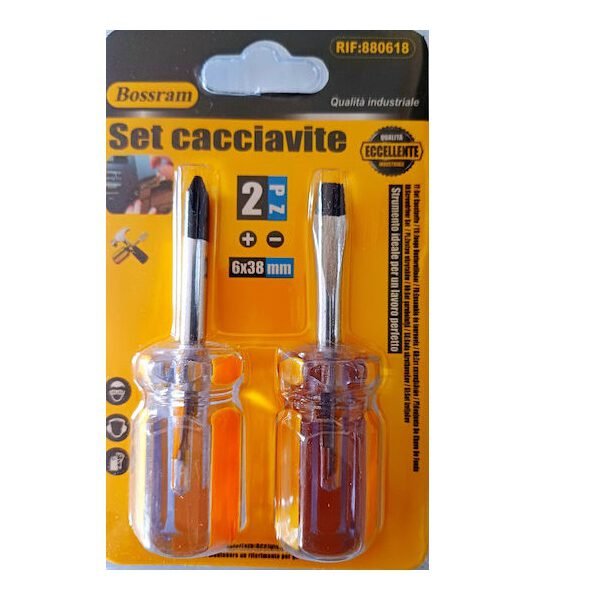 Σετ κατσαβίδια νάνοι SL6mmx38mm ίσιο - PH1x38mm σταυρού Bossram 880618