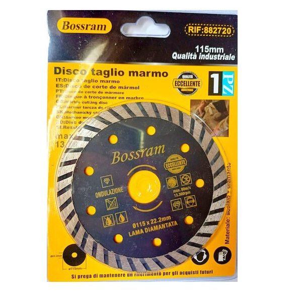 Διαμαντόδισκος υγρής και ξηράς κοπής πέτρας-μαρμάρου-κεραμικό πλακάκι Φ115mm Bossram 882720