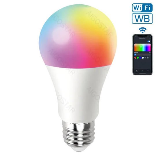 Aigostar WiFi WB Smart LED A60 E27 9W Luminous flux 806lm RGB+2700K-6500K MRE 220785