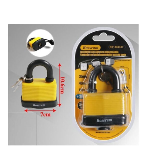 Λουκέτο Ασφαλείας με Αδιάβροχο Κάλυμμα Κίτρινο 10.6x7cm Bossram 869387 - Bossram