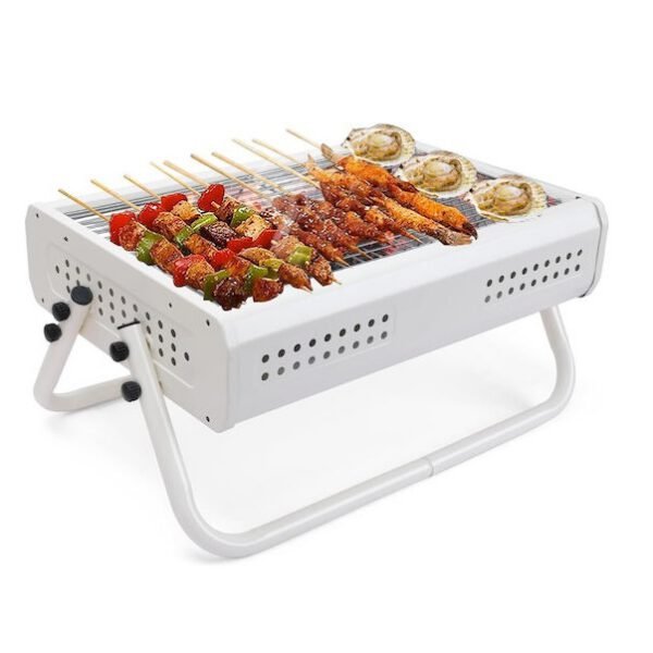 KMT Style Φορητή Αναδιπλούμενη Ψησταριά Κάρβουνου για BBQ 47.5x30.5εκ. Άσπρη