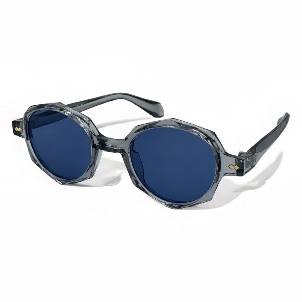 Unisex Γυαλιά Ηλίου UV400 Πολύγωνο με Διάφανο Γκρι  Σκελετό και Μπλε Φακό 650146