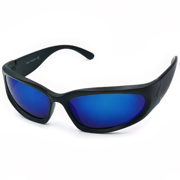OPTOSQUAD Ανδρικά Γυαλιά Ηλίου UV400 Μακρόστενο με Μαύρο  Σκελετό και Μπλε ιριδίζον Φακό F99172