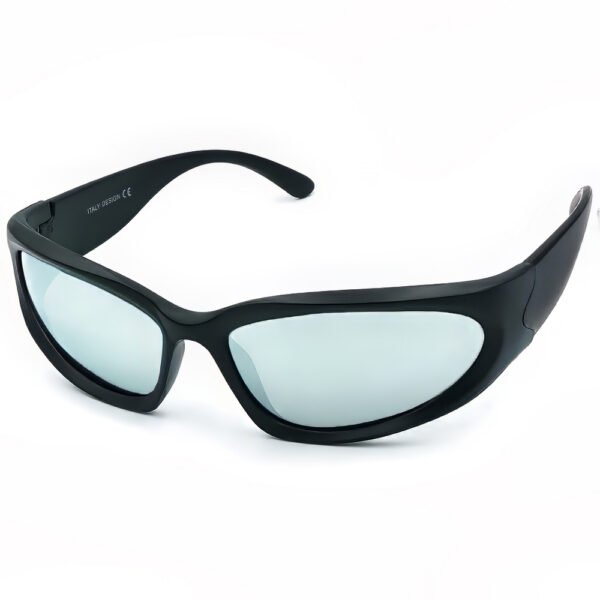 OPTOSQUAD Ανδρικά Γυαλιά Ηλίου UV400 Μακρόστενο με Μαύρο  Σκελετό και Λευκό Ιριδίζον Φακό F99173