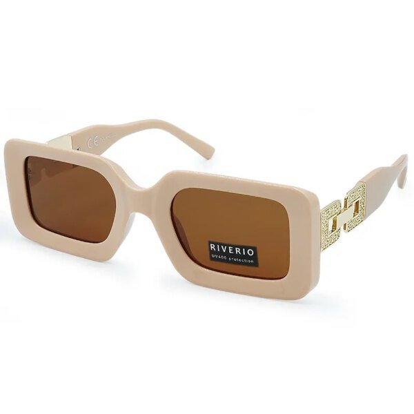 Riverio Γυναικεία Γυαλιά Ηλίου UV400 Παραλληλόγραμμα με Nude Κοκκάλινο Σκελετό και Καφέ Φακό RV42105