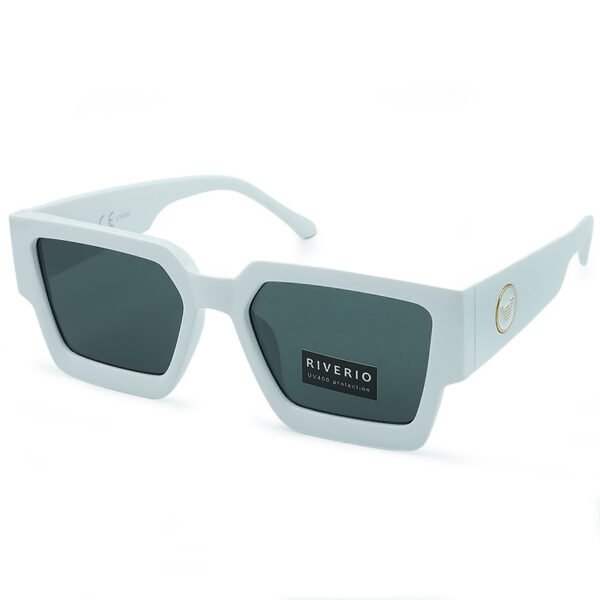 Riverio Unisex Γυαλιά Ηλίου UV400 Τετράγωνα με Λευκό Κοκκάλινο Σκελετό και Μαύρο Φακό RV42114