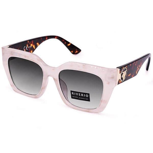 Riverio Unisex Γυαλιά Ηλίου UV400 Τετράγωνα με Καφέ Ταρταρούγα Κοκκάλινο Σκελετό και Μαύρο ντεγκραντέ Φακό RV42122