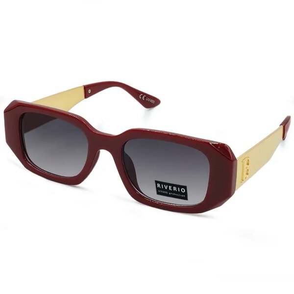 RV42142 Riverio Γυναικεία Γυαλιά Ηλίου UV400 Μακρόστενο με Μπορντό Κοκκάλινο Σκελετό και Μαύρο ντεγκραντέ Φακό RV42142
