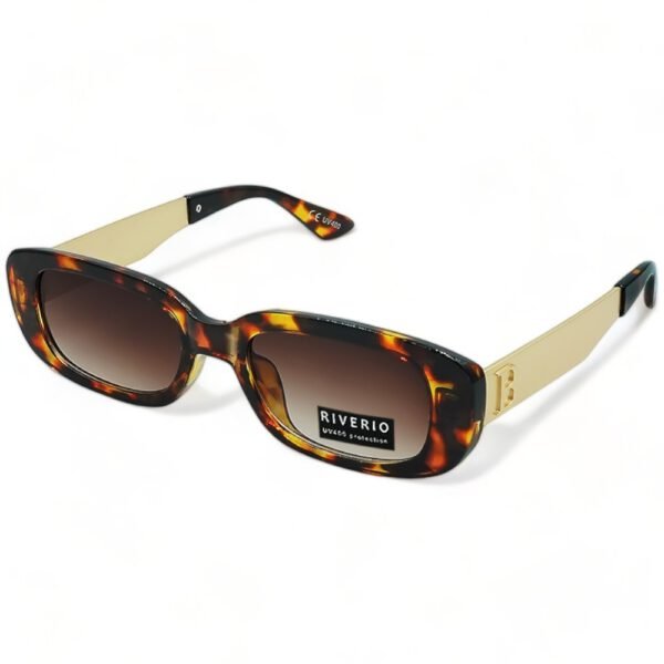 Riverio Γυναικεία Γυαλιά Ηλίου UV400 Μακρόστενο με Καφέ Ταρταρούγα, Χρυσό Κοκκάλινο Σκελετό και Καφέ ντεγκραντέ Φακό RV42154