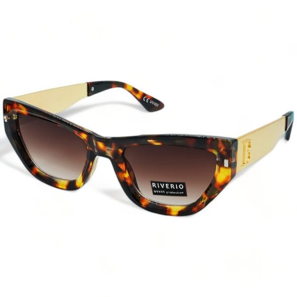 Riverio Γυναικεία Γυαλιά Ηλίου UV400 Μακρόστενο με Καφέ Ταρταρούγα Κοκκάλινο Σκελετό και Καφέ ντεγκραντέ Φακό RV42163