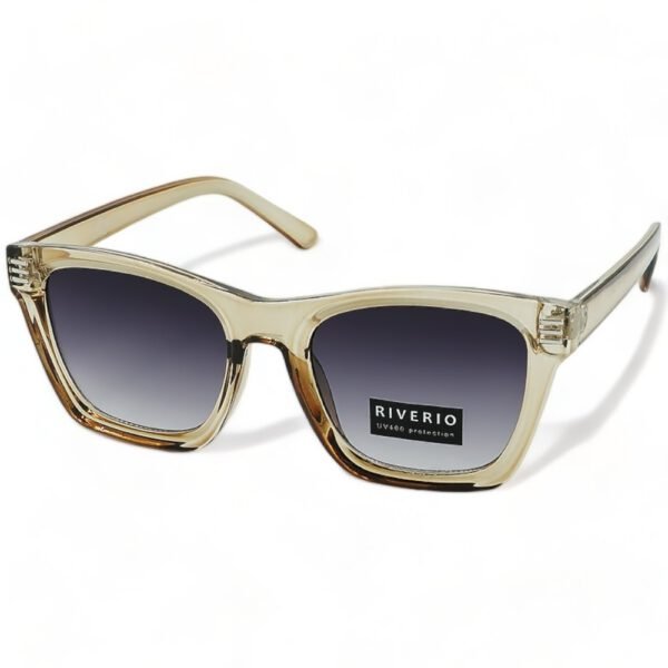 Riverio Unisex Γυαλιά Ηλίου UV400 Τετράγωνα με Διάφανο μελί Κοκκάλινο Σκελετό και Γκρι Ντεγκραντέ Φακό RV42181