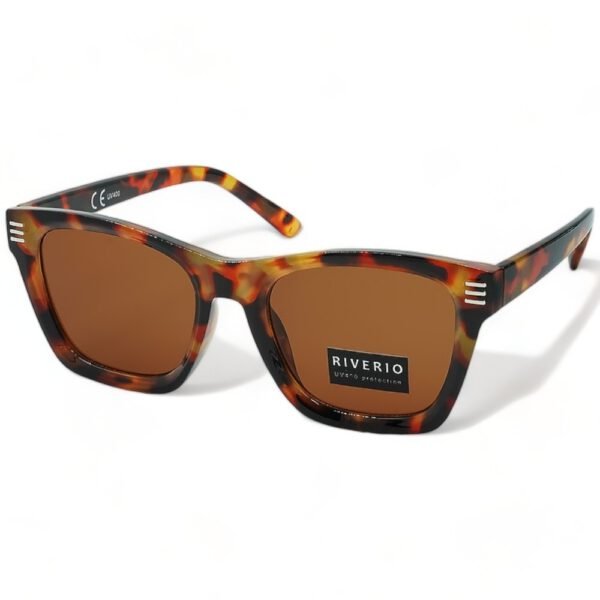Riverio Unisex Γυαλιά Ηλίου UV400 Τετράγωνα με Καφέ Ταρταρούγα Κοκκάλινο Σκελετό και Καφέ Φακό RV42182