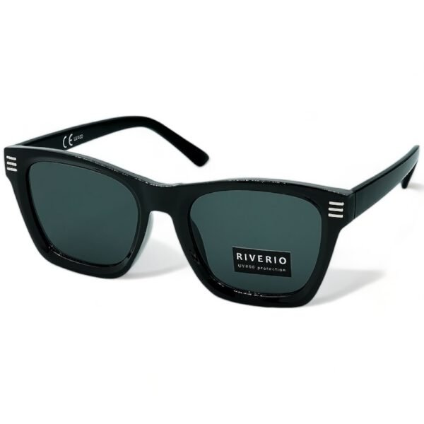Riverio Unisex Γυαλιά Ηλίου UV400 Τετράγωνα με Μαύρο Κοκκάλινο Σκελετό και Μαύρο Φακό RV42183