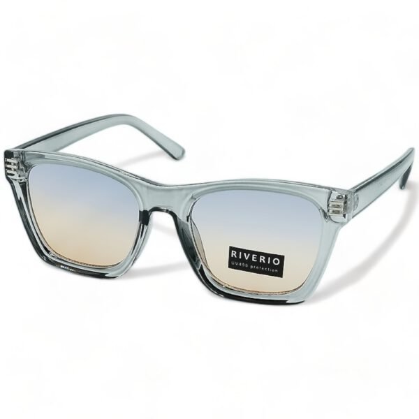 Riverio Unisex Γυαλιά Ηλίου UV400 Τετράγωνα με Διάφανο Κοκκάλινο Σκελετό και Γαλάζιο ντεγκραντέ Φακό RV42184