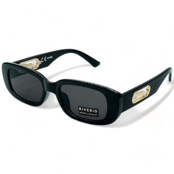 Riverio Γυναικεία Γυαλιά Ηλίου UV400 Μακρόστενο με Μαύρο Κοκκάλινο Σκελετό και Μαύρο Φακό RV42222