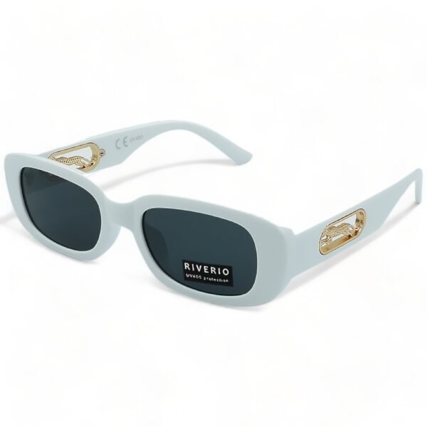 Riverio Γυναικεία Γυαλιά Ηλίου UV400 Μακρόστενο με Λευκό Κοκκάλινο Σκελετό και Μαύρο Φακό RV42224