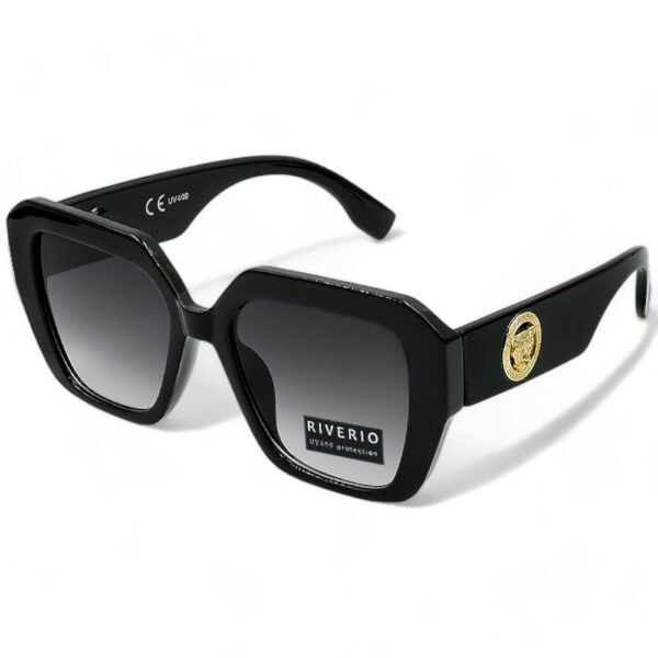 Riverio Γυναικεία Γυαλιά Ηλίου UV400 Μακρόστενο με Μαύρο Κοκκάλινο Σκελετό και Μαύρο ντεγκραντέ Φακό RV42235