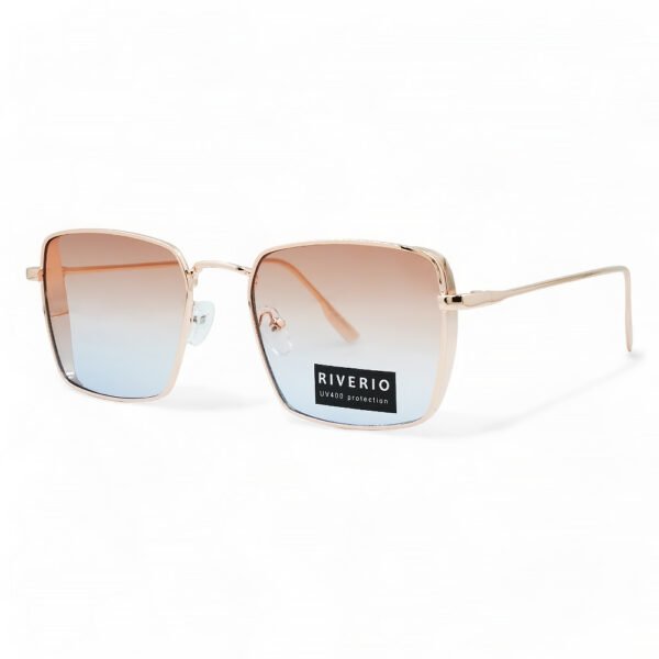 Riverio Unisex Γυαλιά Ηλίου UV400 Τετράγωνα με Χρυσό Μεταλλικό Σκελετό και Ροζ ντεγκραντέ Φακό RV42363