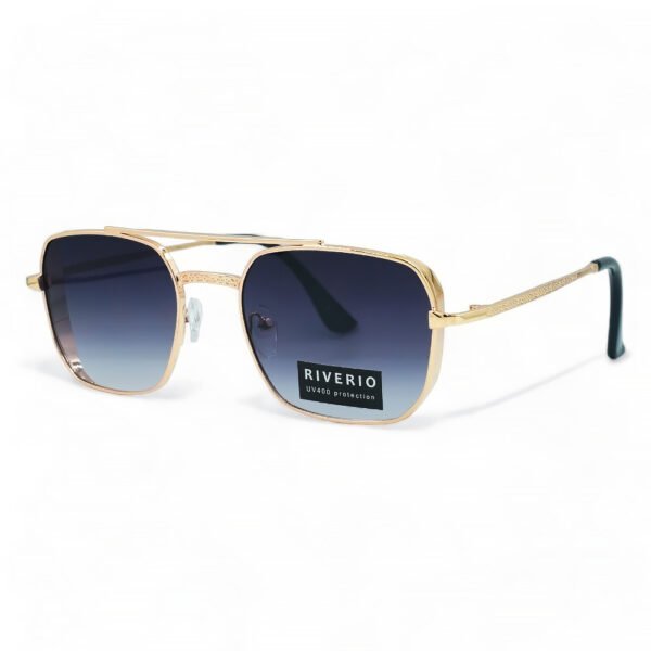 Riverio Unisex Γυαλιά Ηλίου UV400 Τετράγωνα με Χρυσό Μεταλλικό Σκελετό και Σκούρο Μπλε ντεγκραντέ Φακό RV42371
