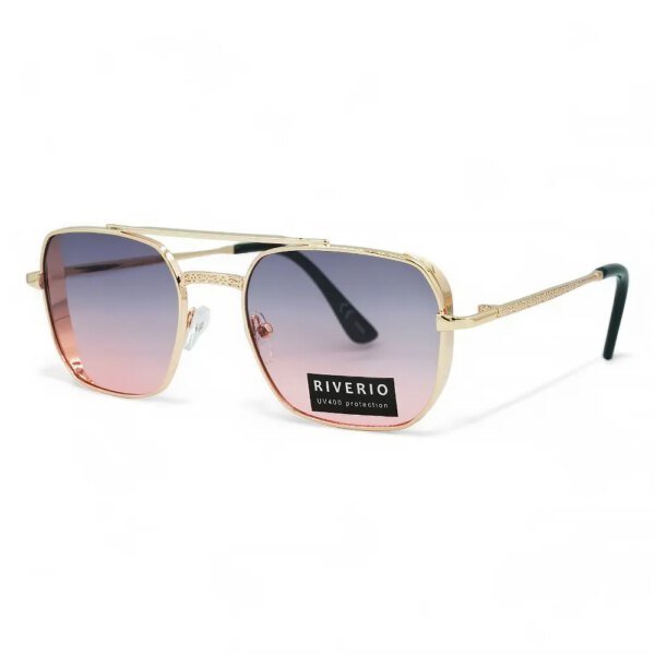 Riverio Unisex Γυαλιά Ηλίου UV400 Τετράγωνα με Χρυσό Μεταλλικό Σκελετό και Μωβ ντεγκραντέ Φακό RV42372