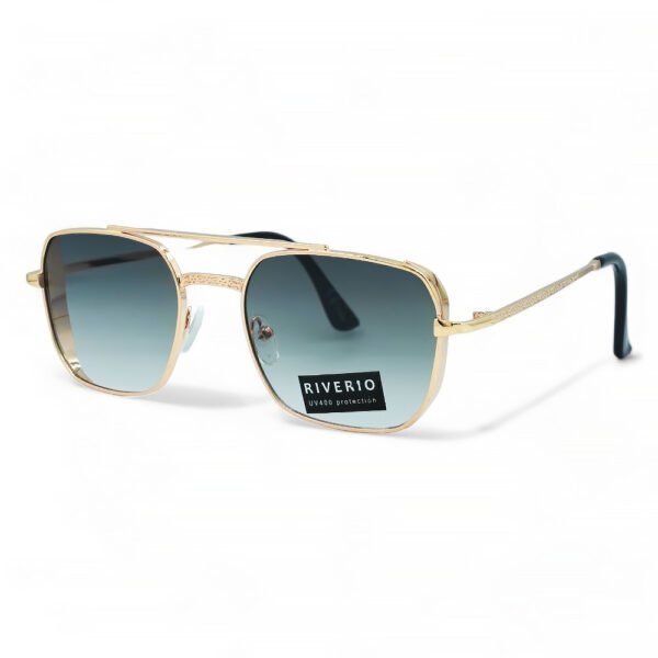 Riverio Unisex Γυαλιά Ηλίου UV400 Τετράγωνα με Χρυσό Μεταλλικό Σκελετό και Πράσινο ντεγκραντέ Φακό RV42374