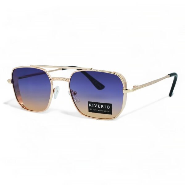 Riverio Unisex Γυαλιά Ηλίου UV400 Τετράγωνα με Χρυσό Μεταλλικό Σκελετό και Καφέ ντεγκραντέ Φακό RV42375