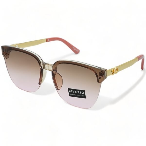 Riverio Unisex Γυαλιά Ηλίου UV400 Τετράγωνα με Σομόν Κοκκάλινο Σκελετό και Καφέ ντεγκραντέ Φακό RV42443