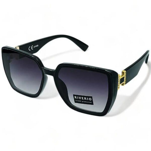 Riverio Γυναικεία Γυαλιά Ηλίου UV400 Τετράγωνα με Μαύρο Κοκκάλινο Σκελετό και Μαύρο ντεγκραντέ Φακό RV42475