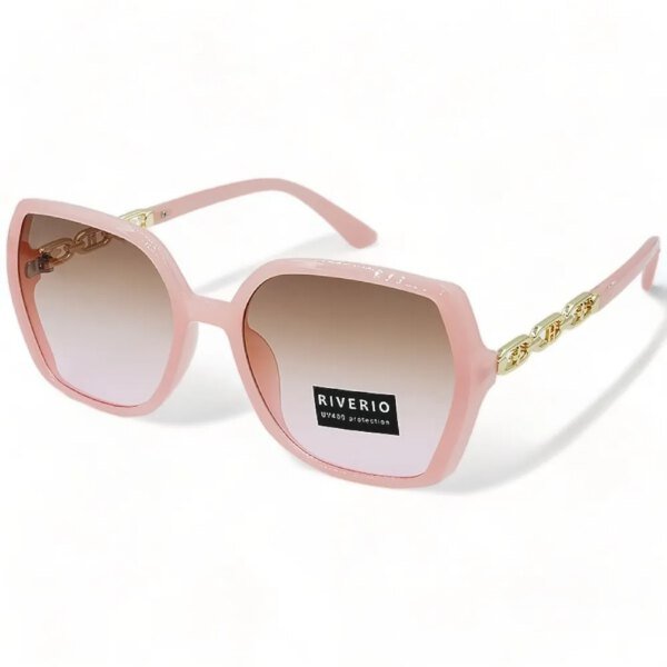 Riverio Γυναικεία Γυαλιά Ηλίου UV400 Τετράγωνα με Ροζ του πάγου Κοκκάλινο Σκελετό και Καφέ ντεγκραντέ Φακό RV42492