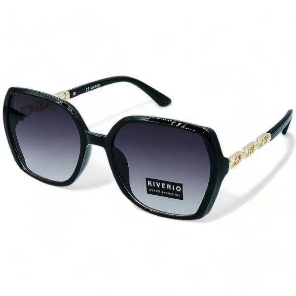 Riverio Γυναικεία Γυαλιά Ηλίου UV400 Τετράγωνα με Μαύρο Κοκκάλινο Σκελετό και Μαύρο ντεγκραντέ Φακό RV42496