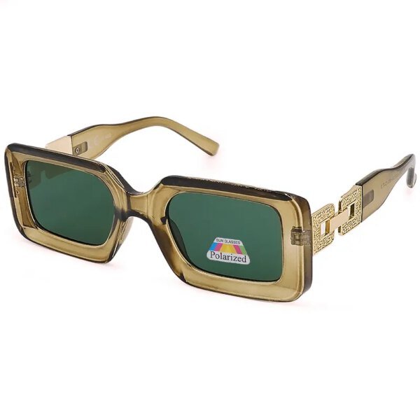 Riverio Γυναικεία Γυαλιά Ηλίου Polarized Μακρόστενο με Διάφανο μελί Κοκκάλινο Σκελετό και Πράσινο Φακό RV6042105